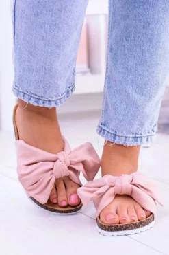 Hot Vices Damskie Różowe Klapki Na Korku Kokarda Nina Damskie Klapki Korkowe|Klapki Damskie Klasyczne