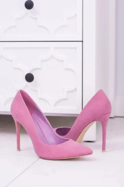 Best VICES Różowe Wysokie Szpilki W Szpic Zamsz Sellen Damskie Szpilki Zamszowe