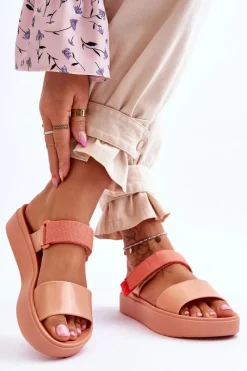 Sandały Gumowe|Sandały Płaskie></noscript>ZAXY Wegańskie Klapki Na Rzep HH285283 Pomarańczowe