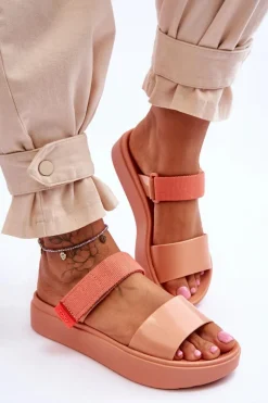 Sandały Gumowe|Sandały Płaskie></noscript>ZAXY Wegańskie Klapki Na Rzep HH285283 Pomarańczowe