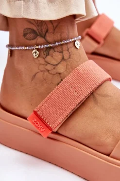 Sandały Gumowe|Sandały Płaskie></noscript>ZAXY Wegańskie Klapki Na Rzep HH285283 Pomarańczowe