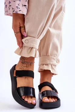 Outlet ZAXY Wegańskie Klapki Na Rzep HH285282 Czarne