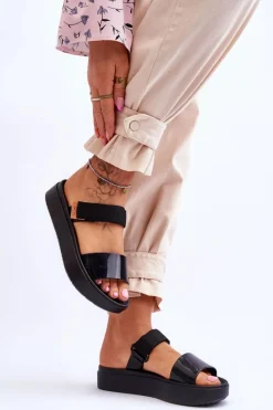 Outlet ZAXY Wegańskie Klapki Na Rzep HH285282 Czarne