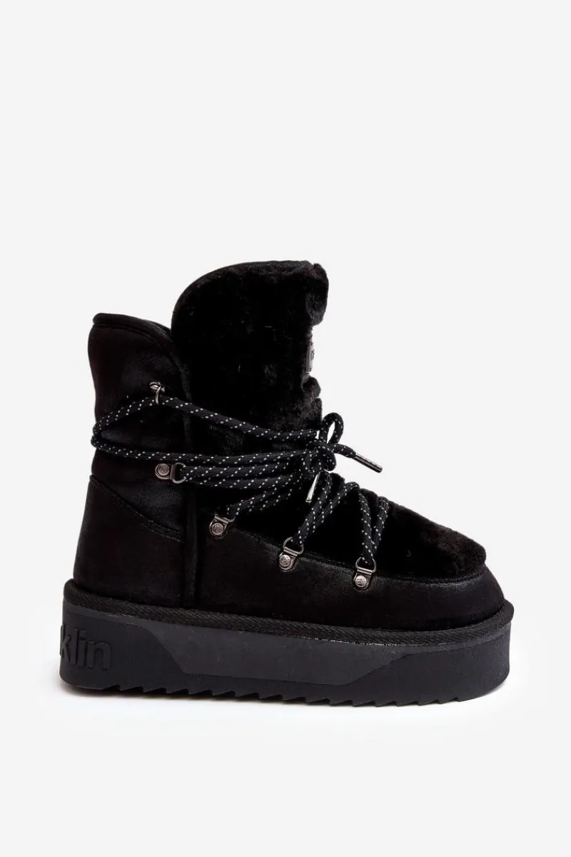 Śniegowce Damskie>D.Franklin Wegańskie Śniegowce Na Platformie Wodoodporne DFSH371008 Czarne