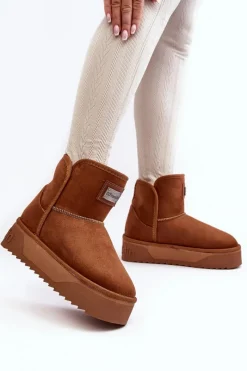 Best D.Franklin Wegańskie Śniegowce Na Platformie DFSH371004 Brązowe