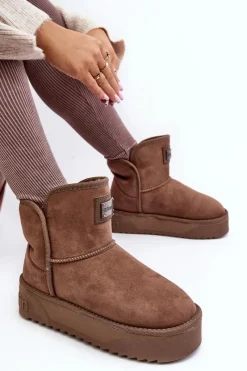 Śniegowce Damskie></noscript>D.Franklin Wegańskie Śniegowce Na Platformie DFSH371004 Ciemnobeżowe Beżowy