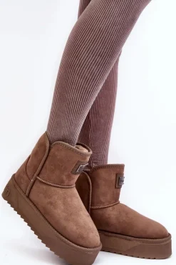 Śniegowce Damskie></noscript>D.Franklin Wegańskie Śniegowce Na Platformie DFSH371004 Ciemnobeżowe Beżowy