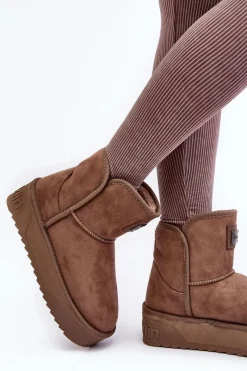 Śniegowce Damskie></noscript>D.Franklin Wegańskie Śniegowce Na Platformie DFSH371004 Ciemnobeżowe Beżowy