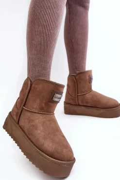 Śniegowce Damskie></noscript>D.Franklin Wegańskie Śniegowce Na Platformie DFSH371004 Ciemnobeżowe Beżowy