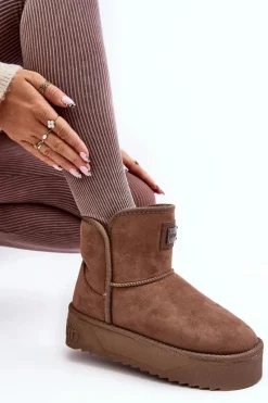 Śniegowce Damskie></noscript>D.Franklin Wegańskie Śniegowce Na Platformie DFSH371004 Ciemnobeżowe Beżowy