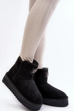 Online Wegańskie Wodoodporne Śniegowce Na Platformie DFSH371004 Czarne Damskie Śniegowce Damskie