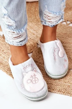 Online Boto Welurowe Papcie Z Kotem Zielone Good Morning