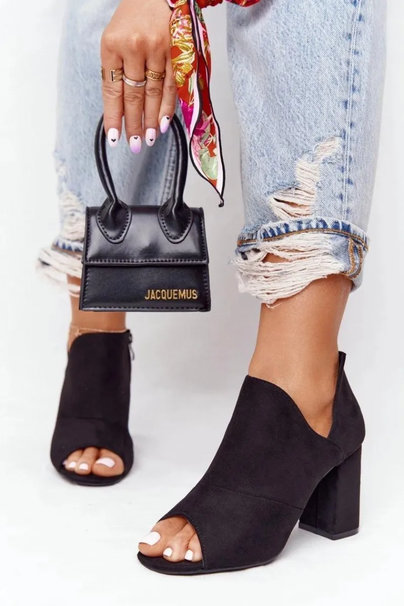 Online Wiosenne Zamszowe Botki Na Słupku Vinceza 21-17095 Czarne Damskie Botki Wiosenne|Botki Na Słupku