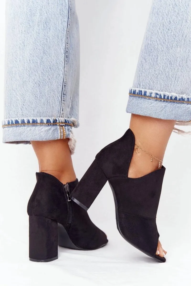 Online Wiosenne Zamszowe Botki Na Słupku Vinceza 21-17095 Czarne Damskie Botki Wiosenne|Botki Na Słupku
