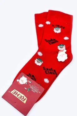 Online Świąteczne Bawełniane Skarpetki SANTA CLAUS Czerwone Skarpetki|Skarpetki