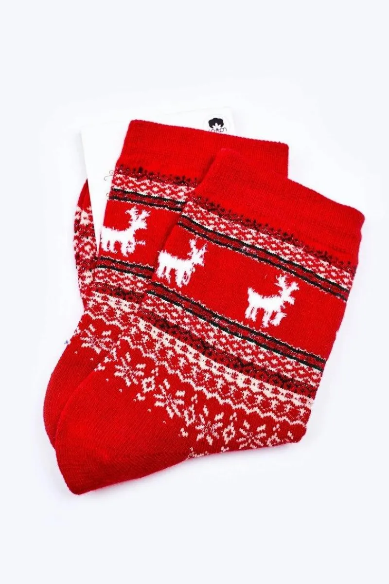 Hot Świąteczne Bawełniane Skarpetki We Wzory Z Reniferem Czerwone Skarpetki|Skarpetki