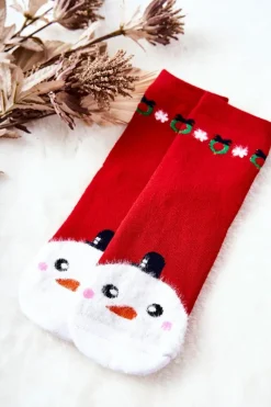 Hot Świąteczne Bawełniane Skarpetki Bałwan Czerwone Skarpetki|Skarpetki
