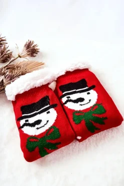 Clearance Aura.via Świąteczne Długie Skarpetki Bałwan Czerwone