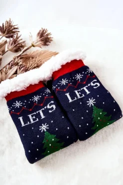 New Świąteczne Długie Skarpetki Choinka Granatowe Skarpetki|Skarpetki