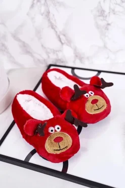 Hot Świąteczne Dziecięce Papcie Z Reniferem2 Czerwone Xmas Dzieci Chłopięce|Dziewczęce