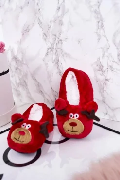 Hot Świąteczne Dziecięce Papcie Z Reniferem2 Czerwone Xmas Dzieci Chłopięce|Dziewczęce