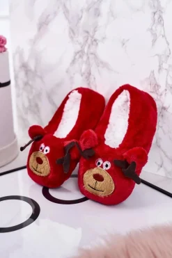 Hot Świąteczne Dziecięce Papcie Z Reniferem2 Czerwone Xmas Dzieci Chłopięce|Dziewczęce