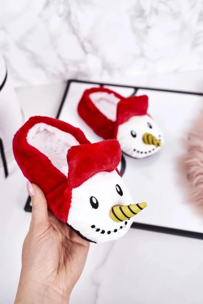 Chłopięce|Dziewczęce>Boto Świąteczne Dziecięce Papcie Z Bałwanem Czerwone Xmas