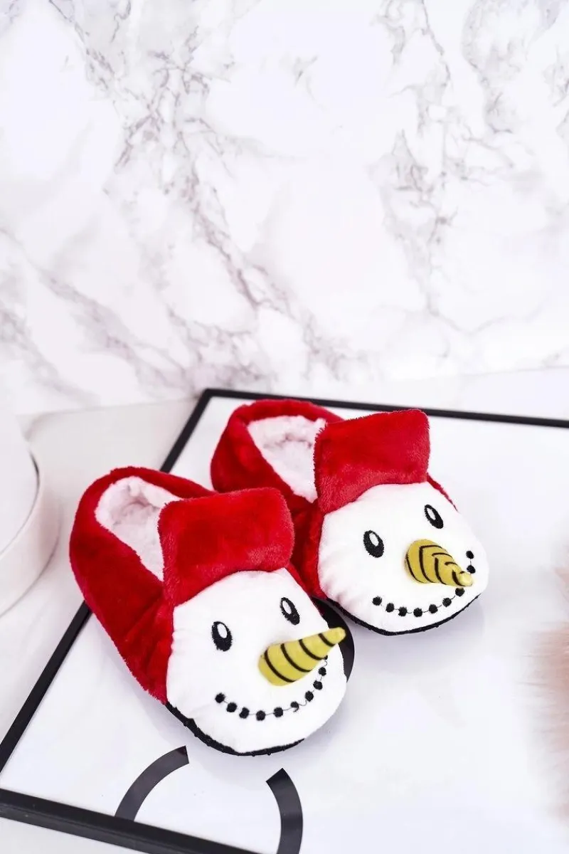 Chłopięce|Dziewczęce>Boto Świąteczne Dziecięce Papcie Z Bałwanem Czerwone Xmas