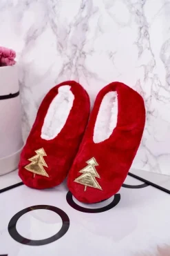 Outlet Świąteczne Dziecięce Papcie Z Choinką Czerwone Let It Snow Dzieci Chłopięce|Dziewczęce