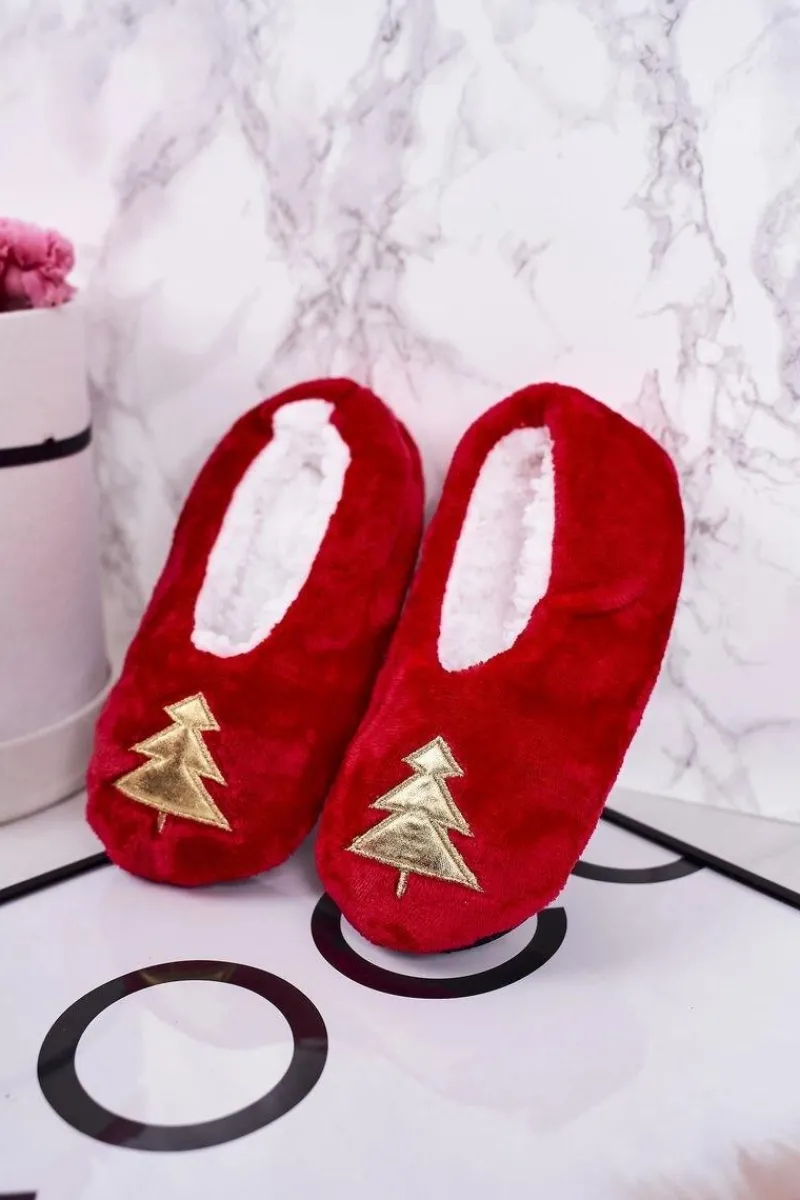 Outlet Świąteczne Dziecięce Papcie Z Choinką Czerwone Let It Snow Dzieci Chłopięce|Dziewczęce