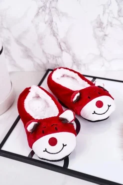 Discount Boto Świąteczne Dziecięce Papcie Z Reniferem1 Czerwone Xmas