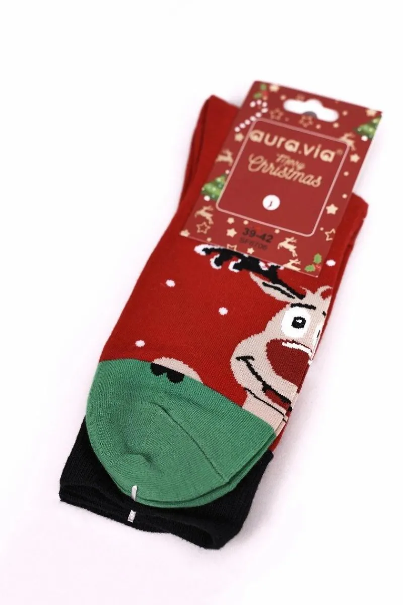 Discount Świąteczne Męskie Bawełniane Skarpetki Czerwono Zielone Ho-Ho-Ho Skarpetki|Skarpetki