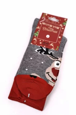 Discount Świąteczne Męskie Bawełniane Skarpetki Szare Ho-Ho-Ho Skarpetki|Skarpetki