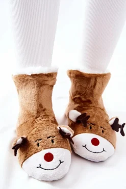 New Aura.via Świąteczne Papcie Ocieplane Renifer Beżowe