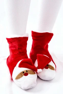 Kapcie Klasyczne></noscript>Aura.via Świąteczne Papcie Ocieplane Mikołaj Czerwone