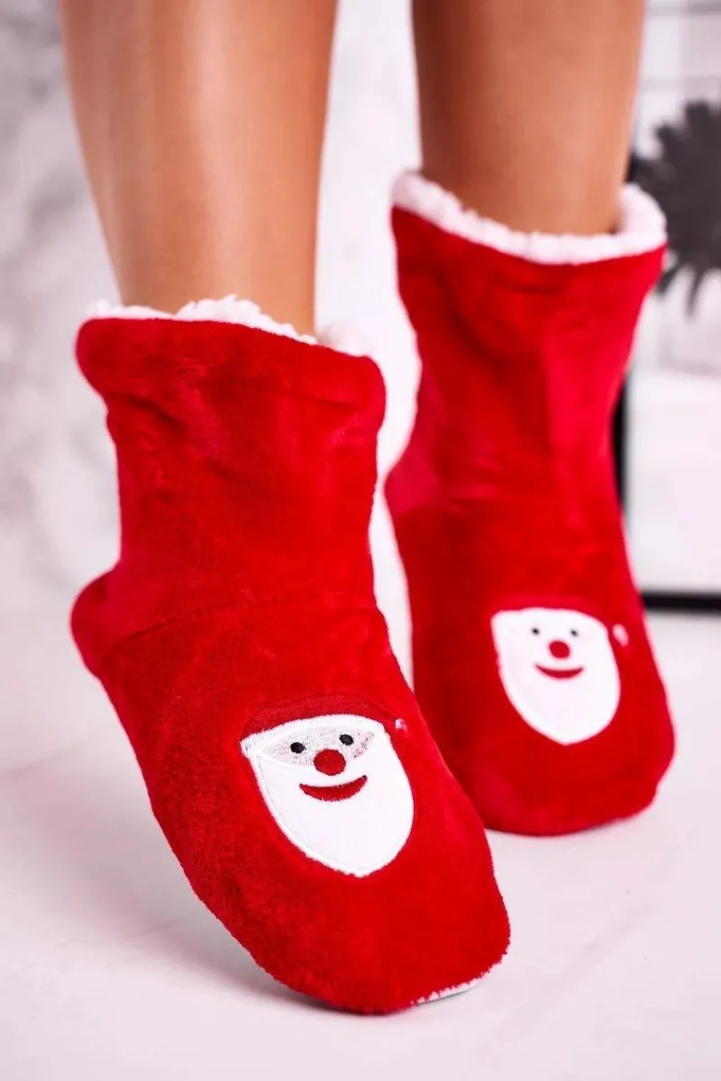 Best Świąteczne Papcie Z Mikołajem Ocieplone Kożuszkiem Holly Damskie Kapcie Klasyczne