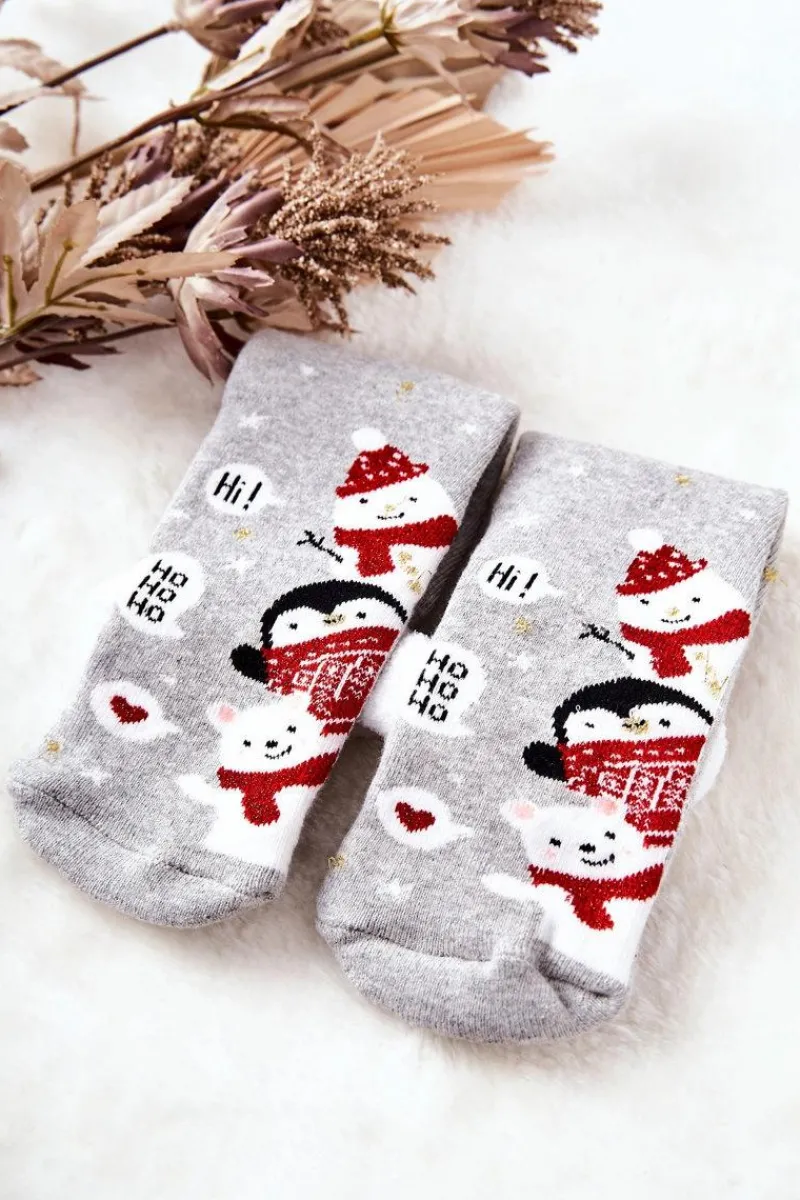 Skarpetki|Skarpetki>Aura.via Świąteczne Skarpetki Ho Ho Ho! Szare