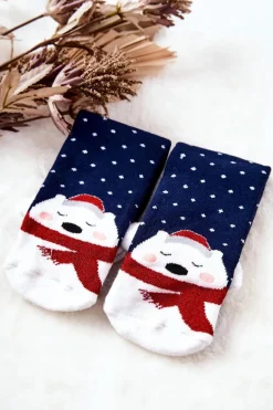 Skarpetki|Skarpetki>Aura.via Świąteczne Skarpetki Misie Granatowe