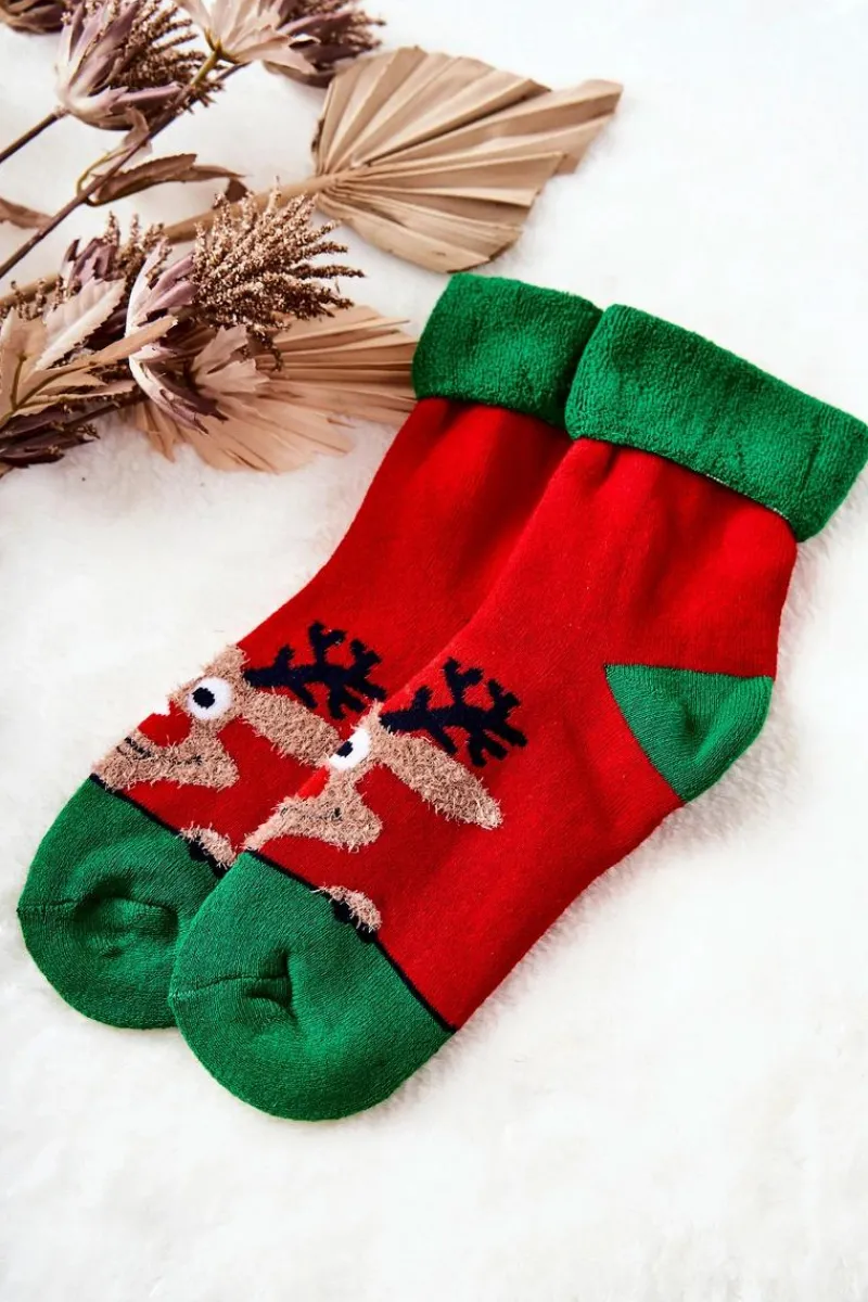Skarpetki|Skarpetki>Aura.via Świąteczne Skarpetki Renifer Czerwono-Zielone