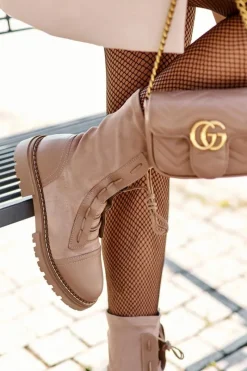 Botki Zimowe Damskie|Brązowe I Beżowe Botki>Boto Wiązane Zamszowe Botki Damskie Beżowe Marirla