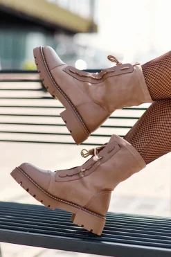 Botki Zimowe Damskie|Brązowe I Beżowe Botki><noscript><img width=