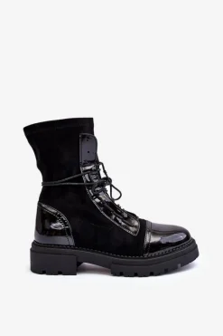 Czarne Botki|Botki Zimowe Damskie><noscript><img width=