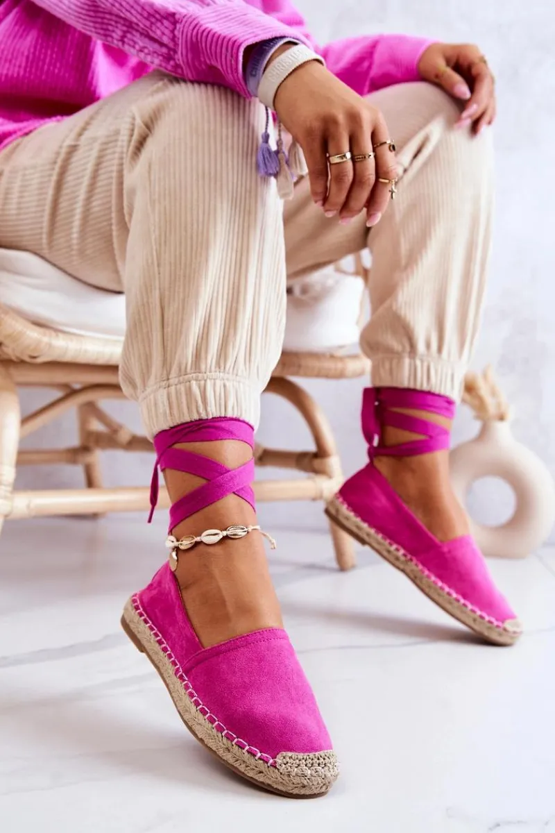 Boto Wiązane Zamszowe Espadryle Fuksja Ismanne