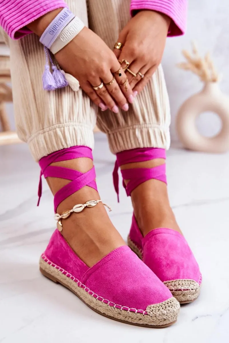 Boto Wiązane Zamszowe Espadryle Fuksja Ismanne