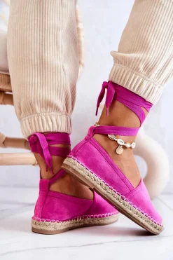 Boto Wiązane Zamszowe Espadryle Fuksja Ismanne