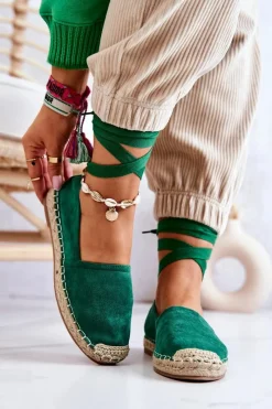 Czarne Espadryle>Boto Wiązane Zamszowe Espadryle Ciemnozielone Ismanne