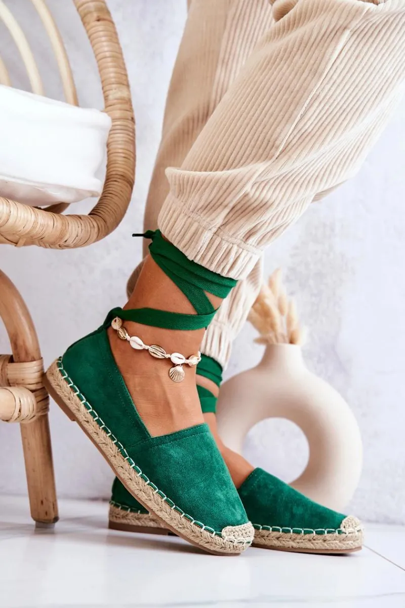 Czarne Espadryle>Boto Wiązane Zamszowe Espadryle Ciemnozielone Ismanne