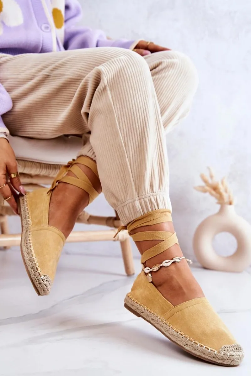 Czarne Espadryle>Boto Wiązane Zamszowe Espadryle Żółte Ismanne