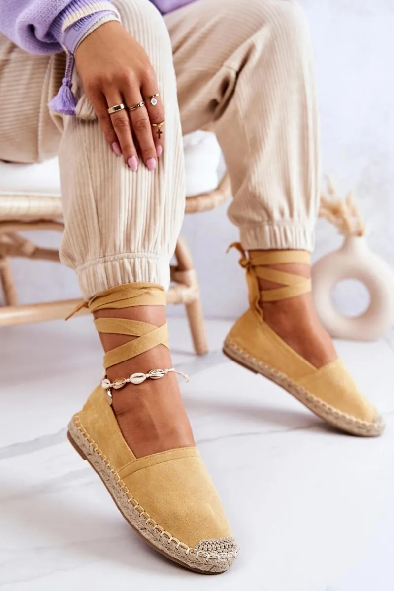 Czarne Espadryle>Boto Wiązane Zamszowe Espadryle Żółte Ismanne