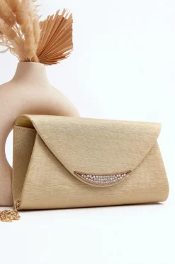 Kopertówki>Boto Wizytowa Torebka Kopertówka Na Łańcuszku Zarani Złota